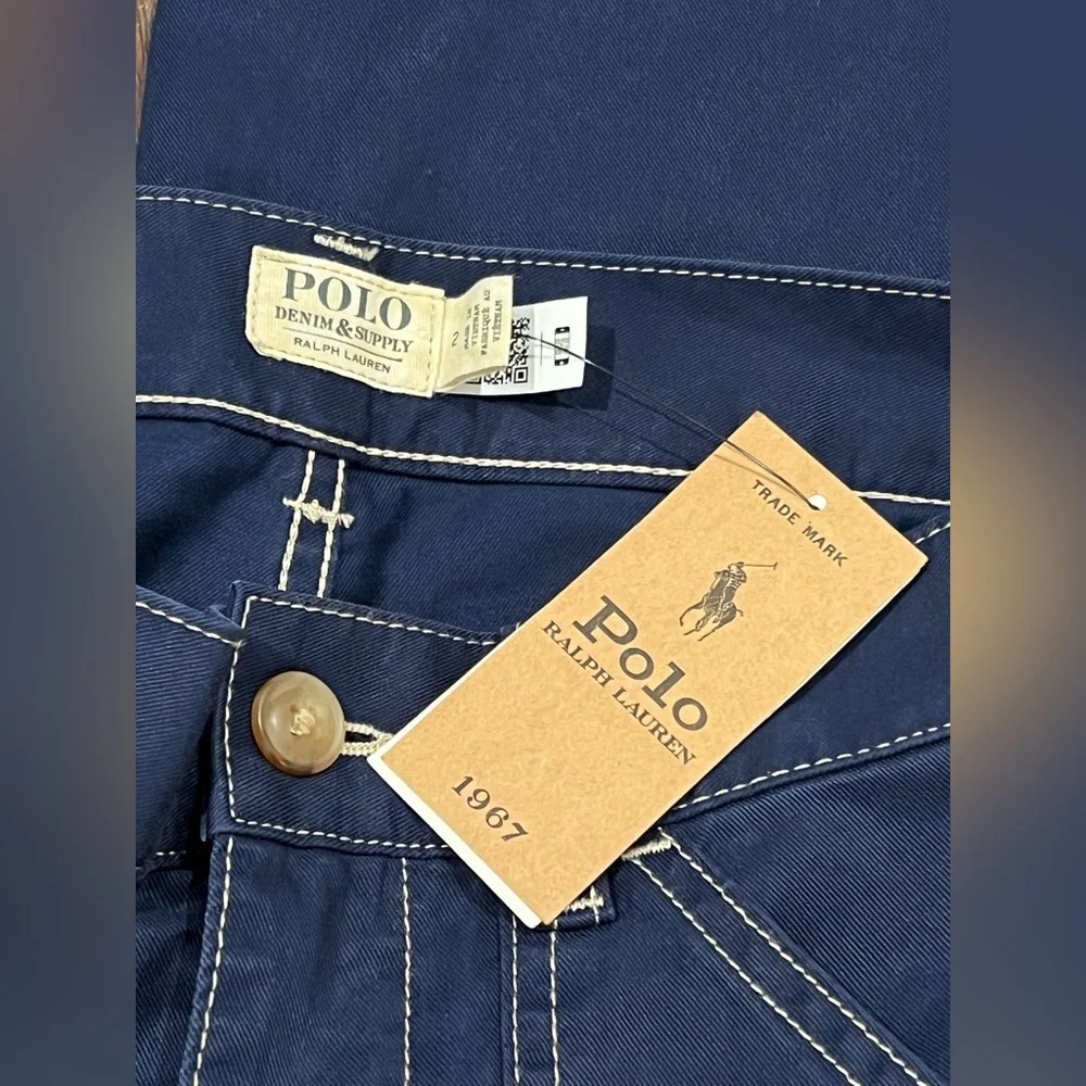 Polo Ralph Lauren Pant Womens Cotton Twill Utility Navy Straight Leg Size 2 - Picture 12 of 16
